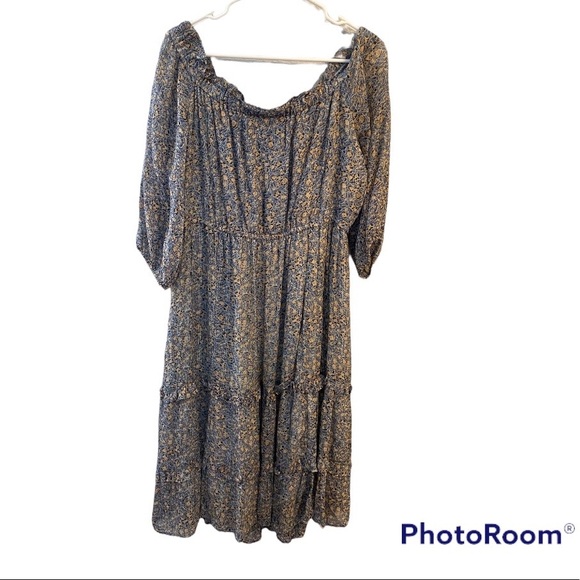 Anthropologie Kira Off-the-Shoulder Peasant Floral Dress: size 12P - Picture 6 of 11